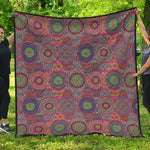 Vintage Bohemian Floral Mandala Print Quilt