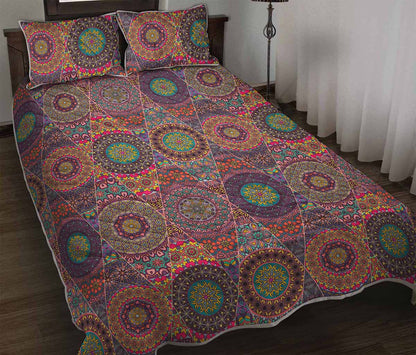 Vintage Bohemian Floral Mandala Print Quilt Bed Set