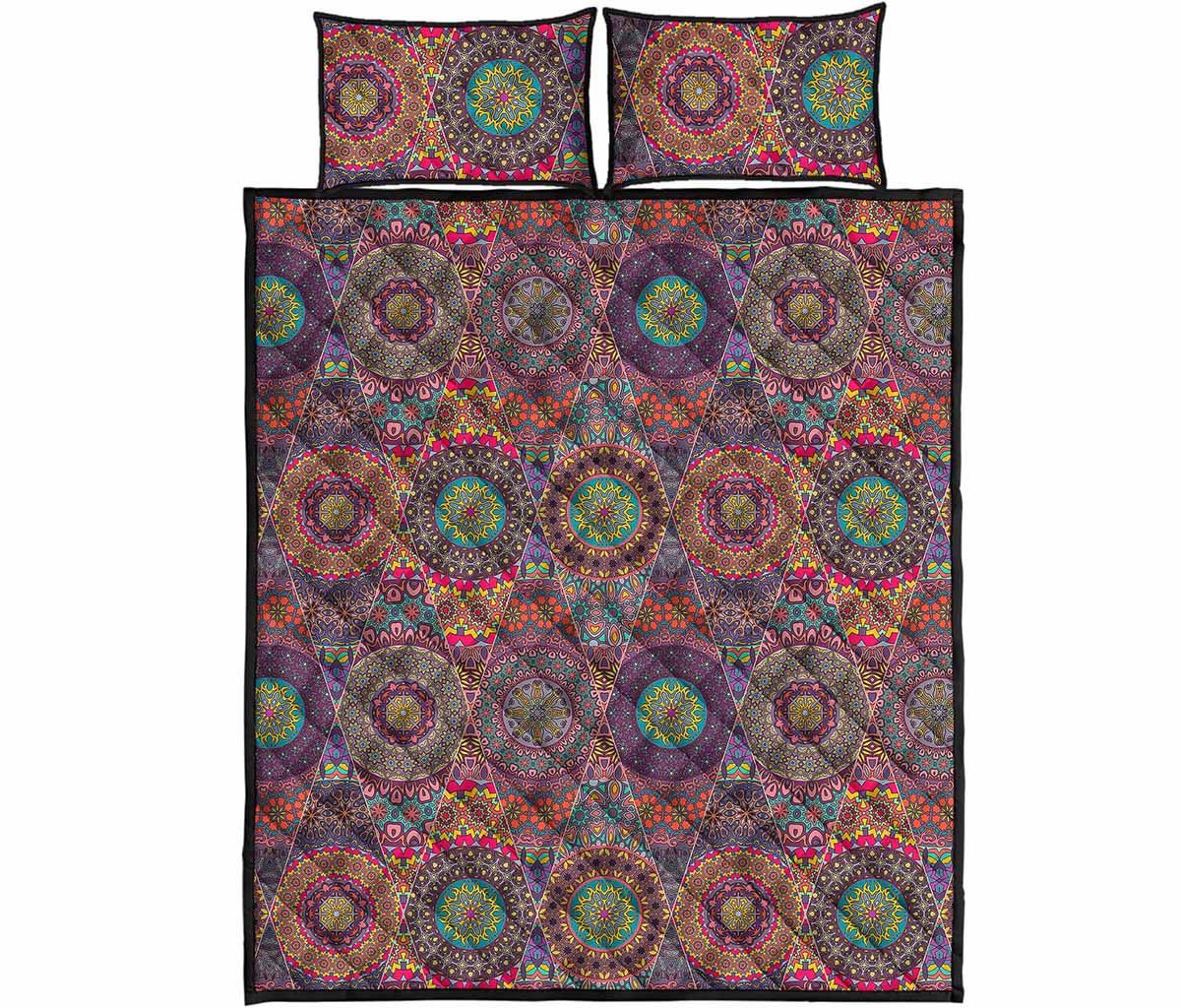 Vintage Bohemian Floral Mandala Print Quilt Bed Set