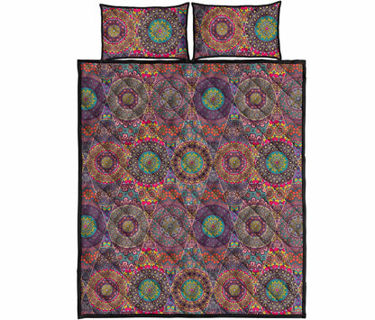 Vintage Bohemian Floral Mandala Print Quilt Bed Set