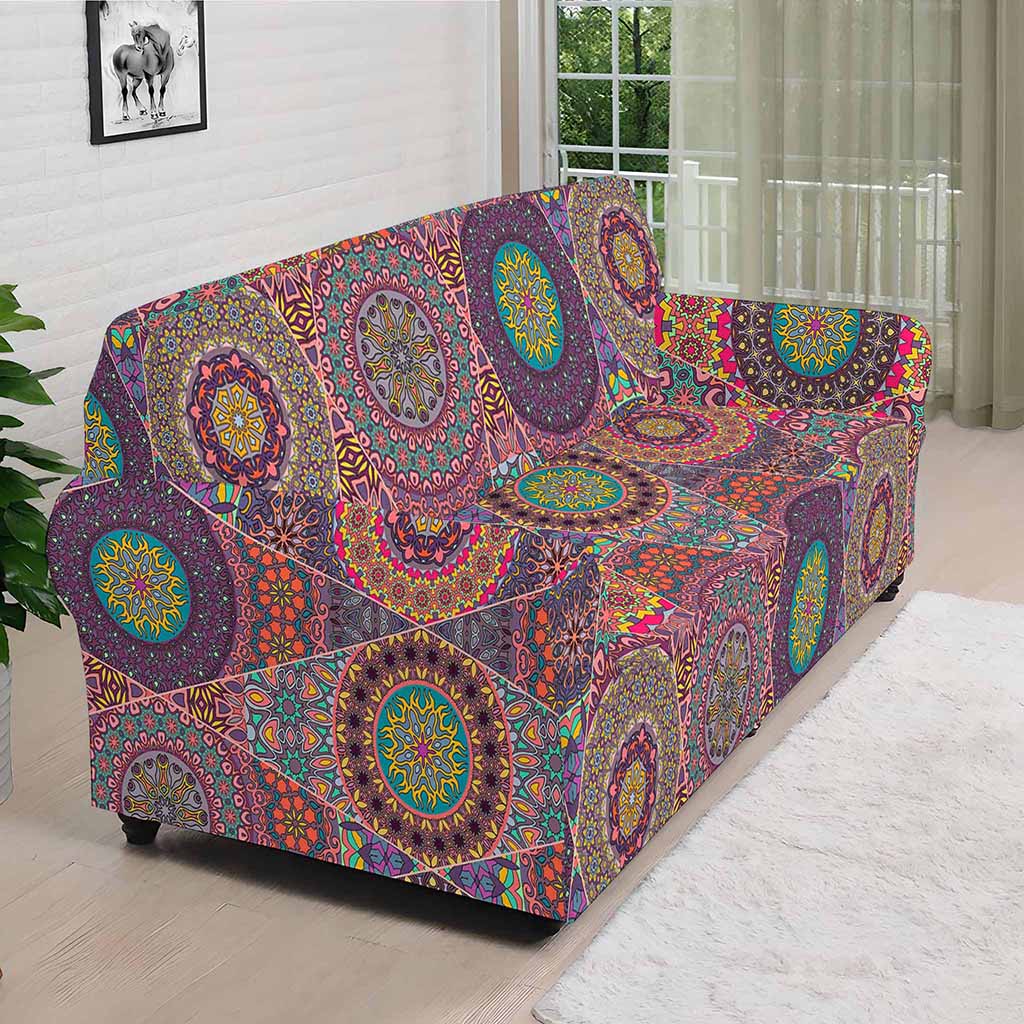 Vintage Bohemian Floral Mandala Print Sofa Cover
