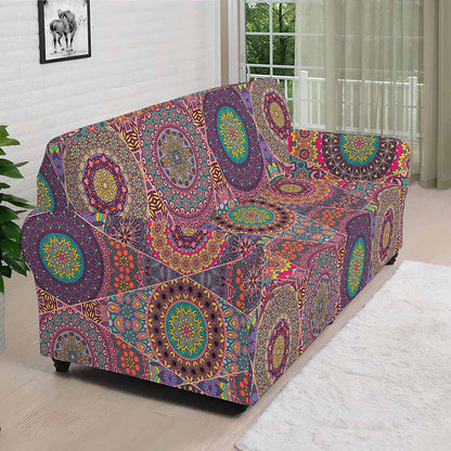 Vintage Bohemian Floral Mandala Print Sofa Cover