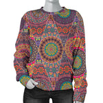 Vintage Bohemian Floral Mandala Print Women's Crewneck Sweatshirt GearFrost