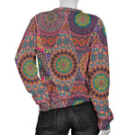Vintage Bohemian Floral Mandala Print Women's Crewneck Sweatshirt GearFrost
