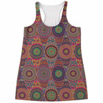 Vintage Bohemian Floral Mandala Print Women's Racerback Tank Top