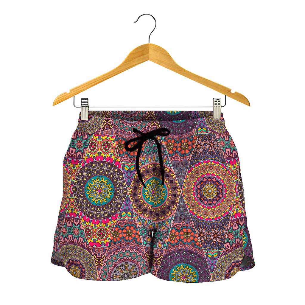 Vintage Bohemian Floral Mandala Print Women's Shorts