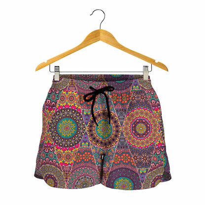 Vintage Bohemian Floral Mandala Print Women's Shorts