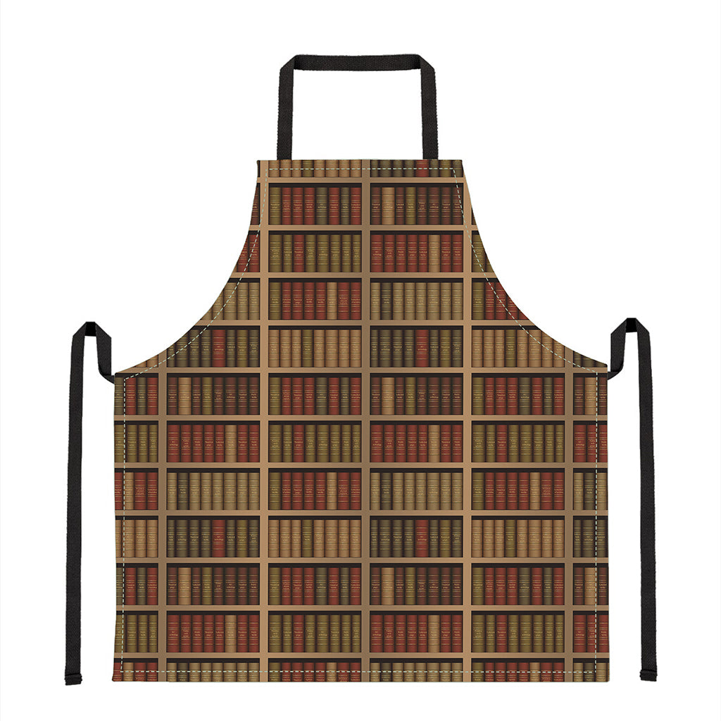 Vintage Bookshelf Pattern Print Apron