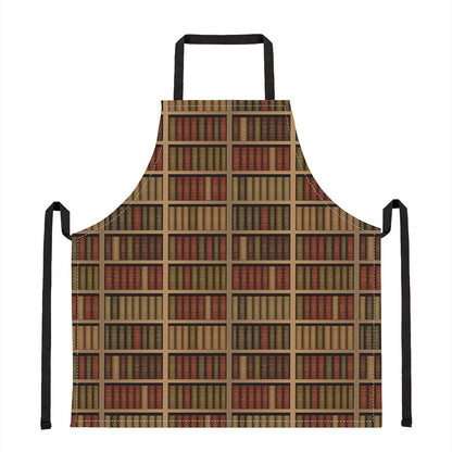 Vintage Bookshelf Pattern Print Apron