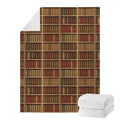 Vintage Bookshelf Pattern Print Blanket