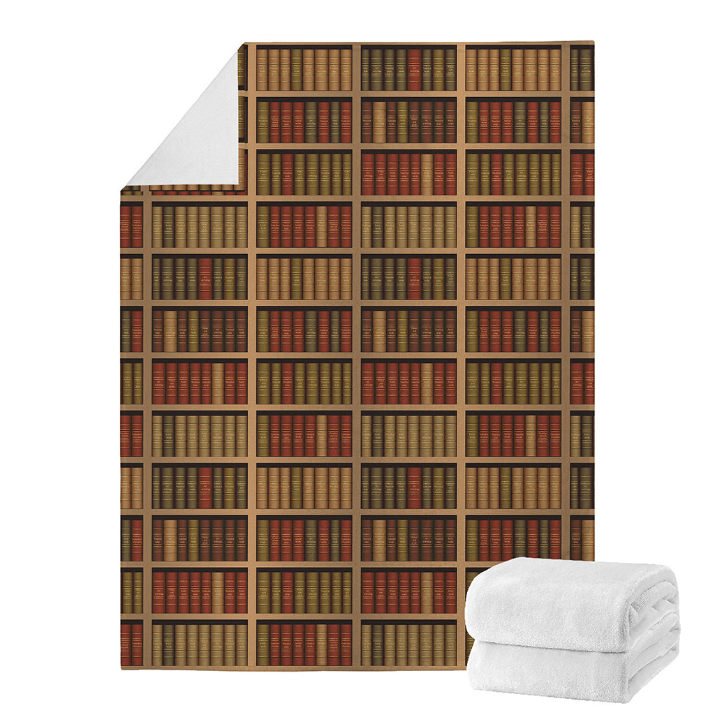 Vintage Bookshelf Pattern Print Blanket