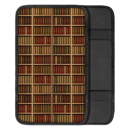Vintage Bookshelf Pattern Print Car Center Console Cover