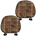 Vintage Bookshelf Pattern Print Car Headrest Covers