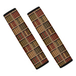Vintage Bookshelf Pattern Print Car Seat Belt Covers