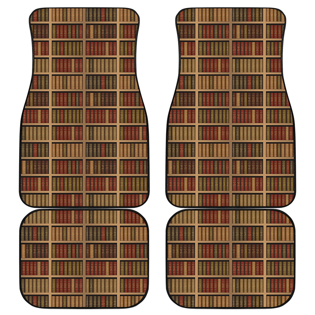 Vintage Bookshelf Pattern Print Front and Back Car Floor Mats