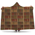 Vintage Bookshelf Pattern Print Hooded Blanket