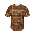 Vintage Bookshelf Pattern Print Men's Baseball Jersey