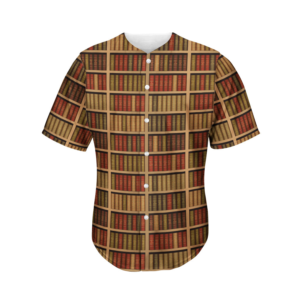 Vintage Bookshelf Pattern Print Men's Baseball Jersey