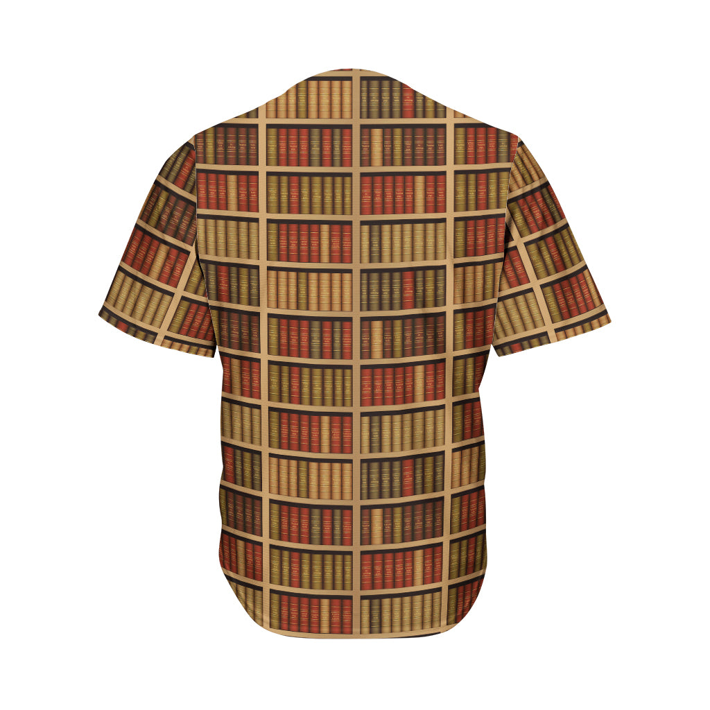 Vintage Bookshelf Pattern Print Men's Baseball Jersey