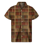 Vintage Bookshelf Pattern Print Men's Short Sleeve Shirt