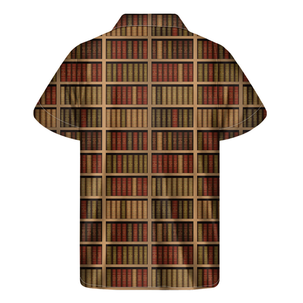 Vintage Bookshelf Pattern Print Men's Short Sleeve Shirt