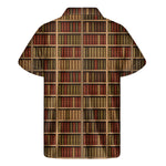 Vintage Bookshelf Pattern Print Men's Short Sleeve Shirt