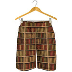 Vintage Bookshelf Pattern Print Men's Shorts