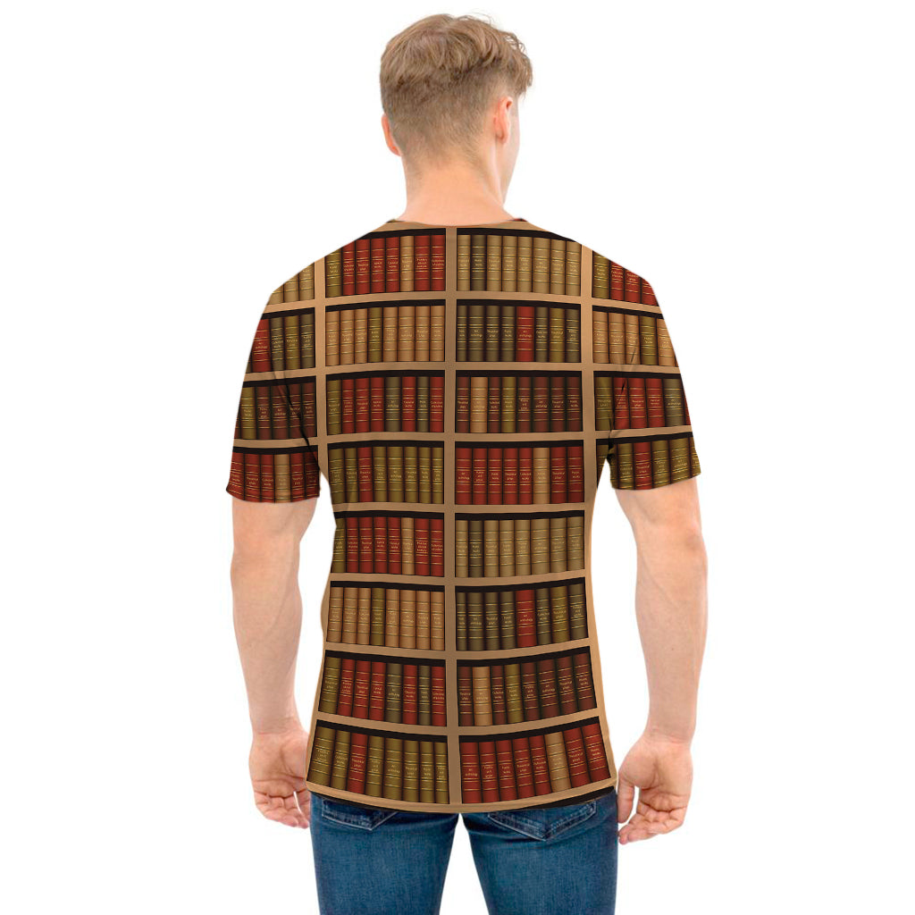 Vintage Bookshelf Pattern Print Men's T-Shirt