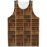 Vintage Bookshelf Pattern Print Men's Tank Top