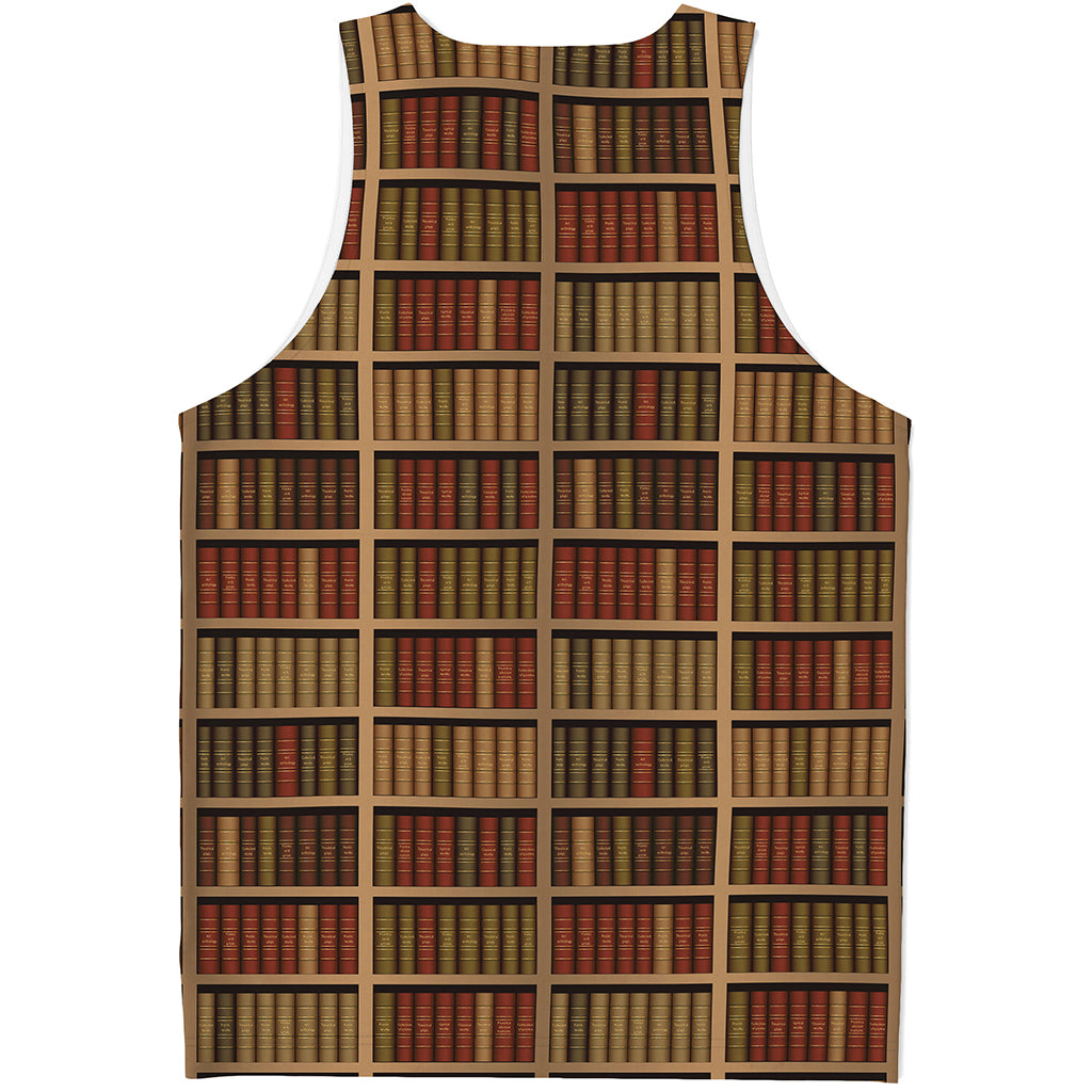 Vintage Bookshelf Pattern Print Men's Tank Top