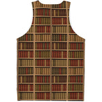 Vintage Bookshelf Pattern Print Men's Tank Top
