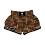 Vintage Bookshelf Pattern Print Muay Thai Boxing Shorts