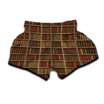 Vintage Bookshelf Pattern Print Muay Thai Boxing Shorts