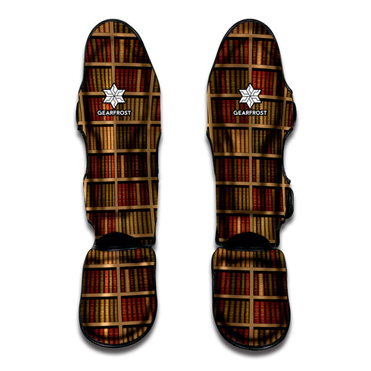 Vintage Bookshelf Pattern Print Muay Thai Shin Guard