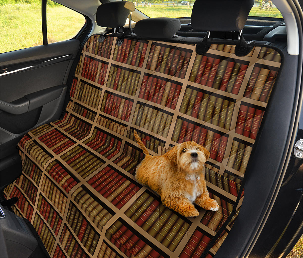 Vintage Bookshelf Pattern Print Pet Car Back Seat Cover
