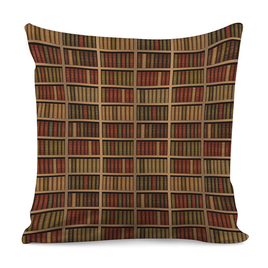 Vintage Bookshelf Pattern Print Pillow Cover
