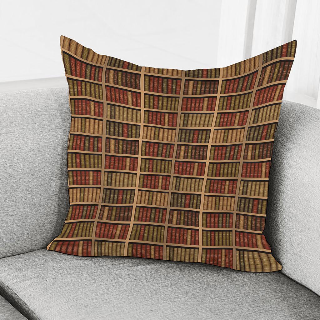 Vintage Bookshelf Pattern Print Pillow Cover