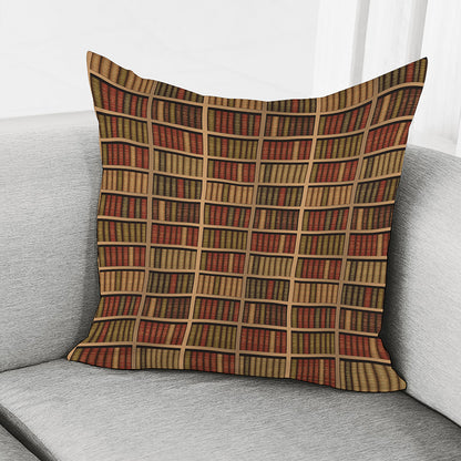 Vintage Bookshelf Pattern Print Pillow Cover