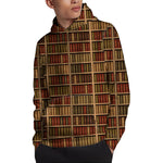 Vintage Bookshelf Pattern Print Pullover Hoodie