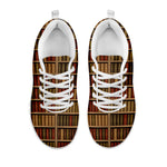 Vintage Bookshelf Pattern Print White Sneakers
