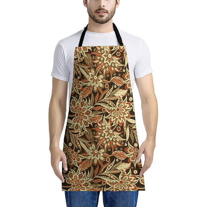 Vintage Brown Bohemian Floral Print Apron