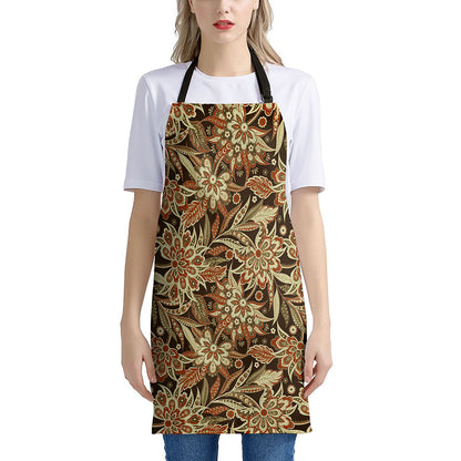 Vintage Brown Bohemian Floral Print Apron