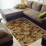 Vintage Brown Bohemian Floral Print Area Rug GearFrost