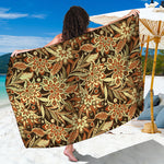 Vintage Brown Bohemian Floral Print Beach Sarong Wrap