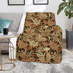 Vintage Brown Bohemian Floral Print Blanket