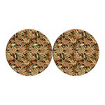 Vintage Brown Bohemian Floral Print Car Coasters