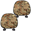 Vintage Brown Bohemian Floral Print Car Headrest Covers