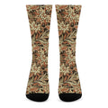 Vintage Brown Bohemian Floral Print Crew Socks