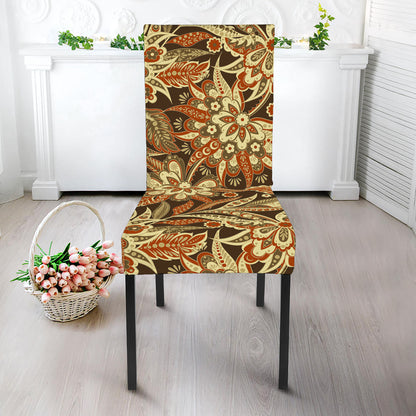 Vintage Brown Bohemian Floral Print Dining Chair Slipcover
