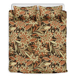Vintage Brown Bohemian Floral Print Duvet Cover Bedding Set